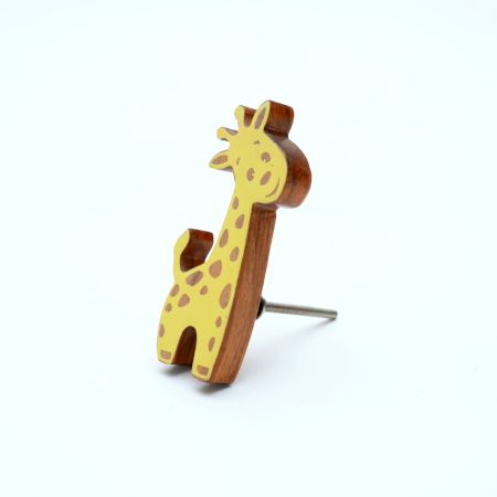 Handmade Acacia Wood Giraffe Knob for Kids Furniture